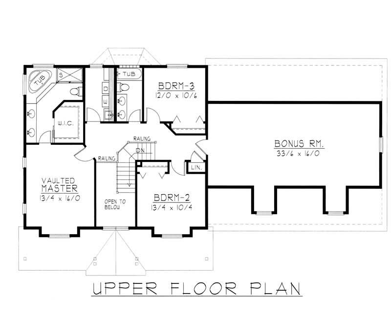 Floor Plan Second Story of Country Plan #162-1062