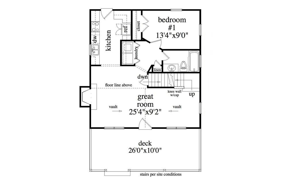Floor Plan First Story of Log Cabin Plan #163-1000