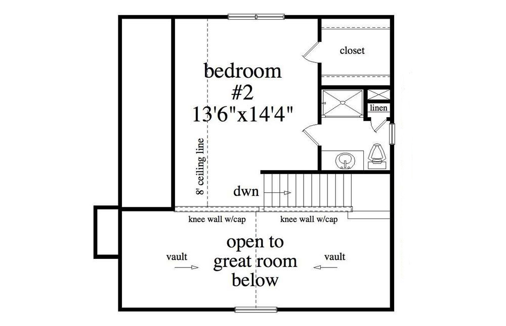 Floor Plan Second Story of Log Cabin Plan #163-1000
