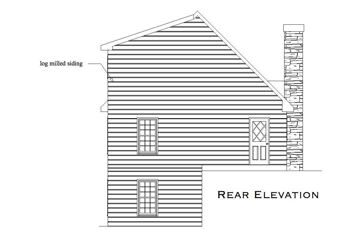 Home Plan Rear Elevation of this 2-Bedroom,1053 Sq Ft Plan -163-1000