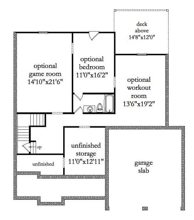 Floor Plan Basement of Country Plan #163-1001