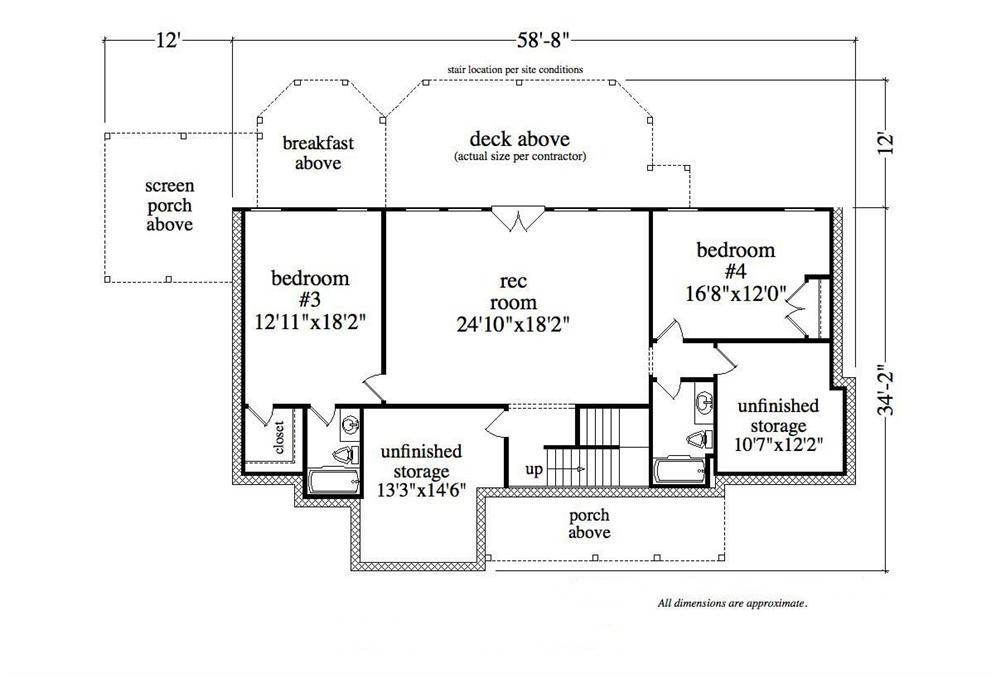 Floor Plan Basement of Country Plan #163-1003