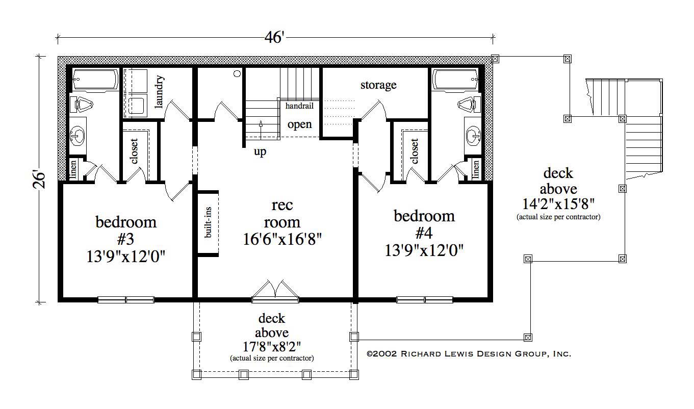 Floor Plan Basement of Country Plan #163-1004
