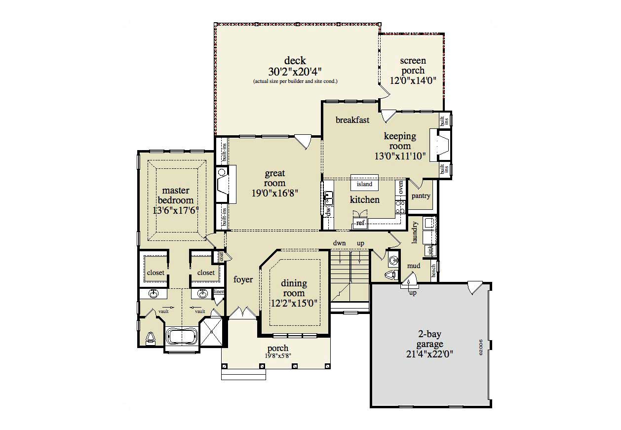 Floor Plan First Story of Country Plan #163-1005