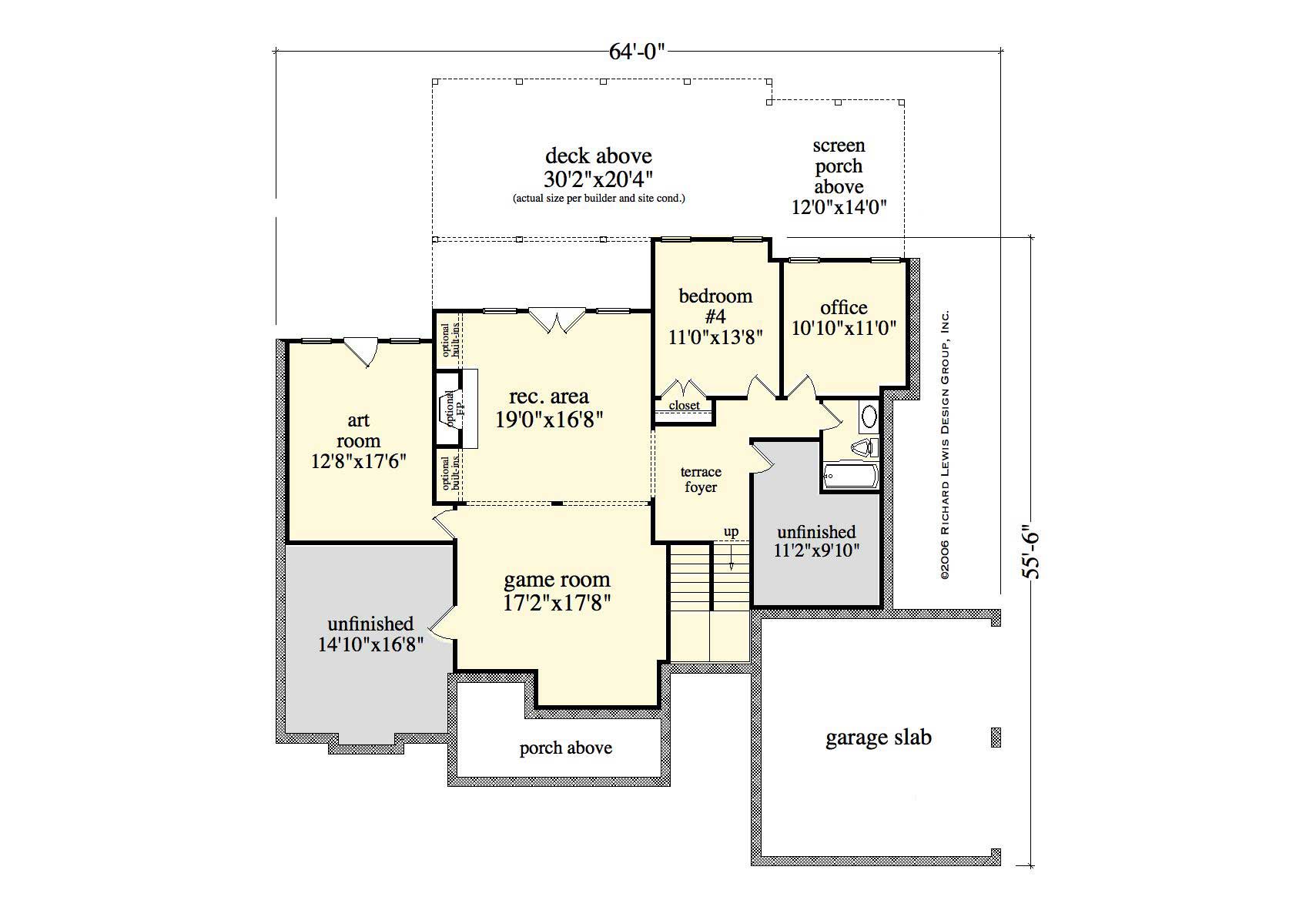 Floor Plan Basement of Country Plan #163-1005