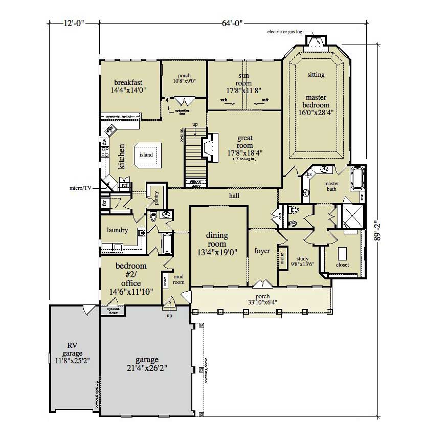 Floor Plan First Story of Craftsman Plan #163-1006
