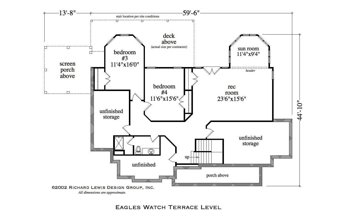Floor Plan Basement of Country Plan #163-1007