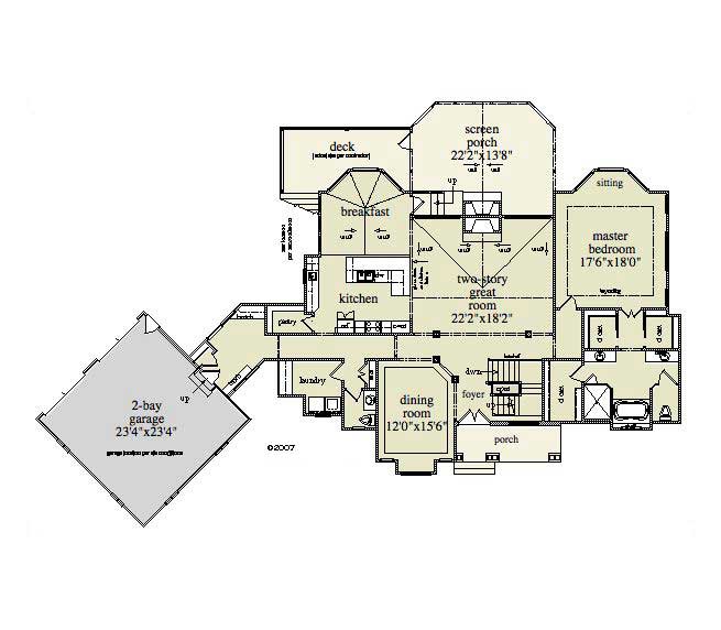 Floor Plan First Story of Craftsman Plan #163-1008