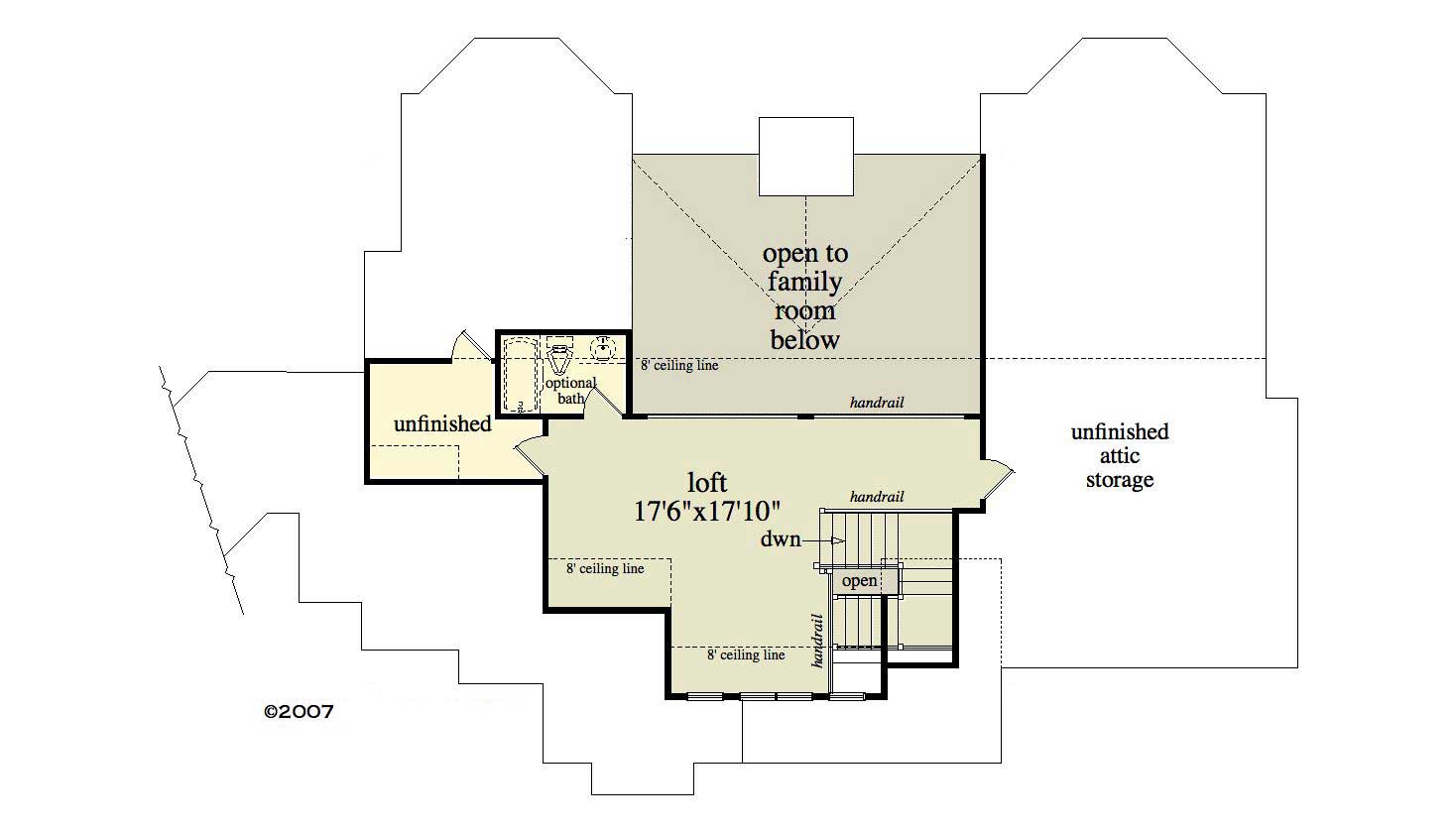 Floor Plan Second Story of Craftsman Plan #163-1008