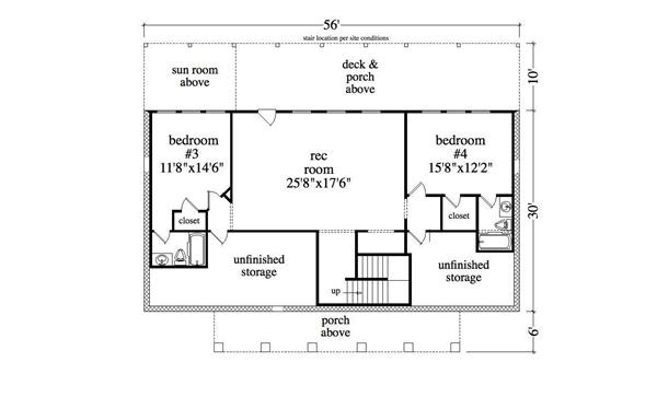 Floor Plan Basement of Country Plan #163-1009