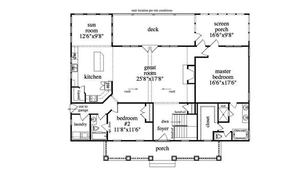 Floor Plan First Story of Country Plan #163-1009