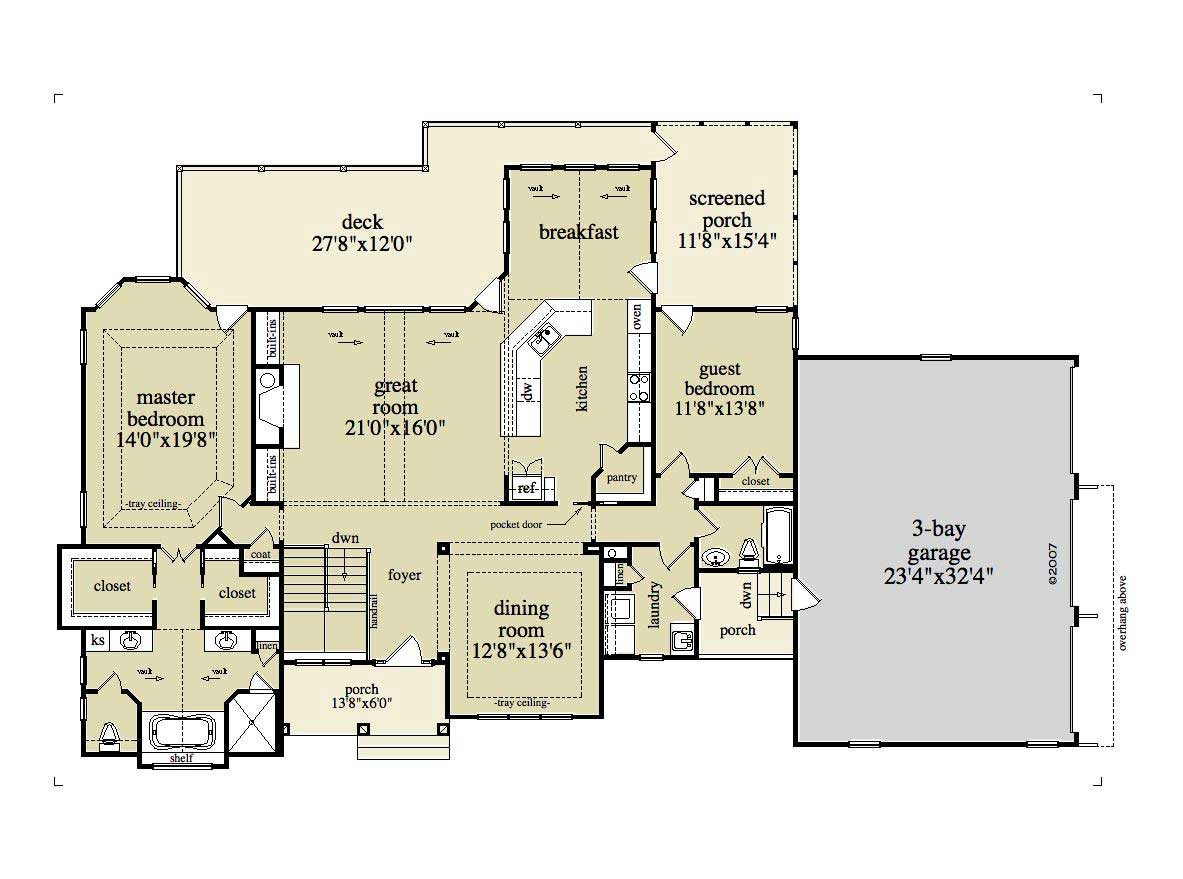 Floor Plan First Story of Vacation Homes Plan #163-1011