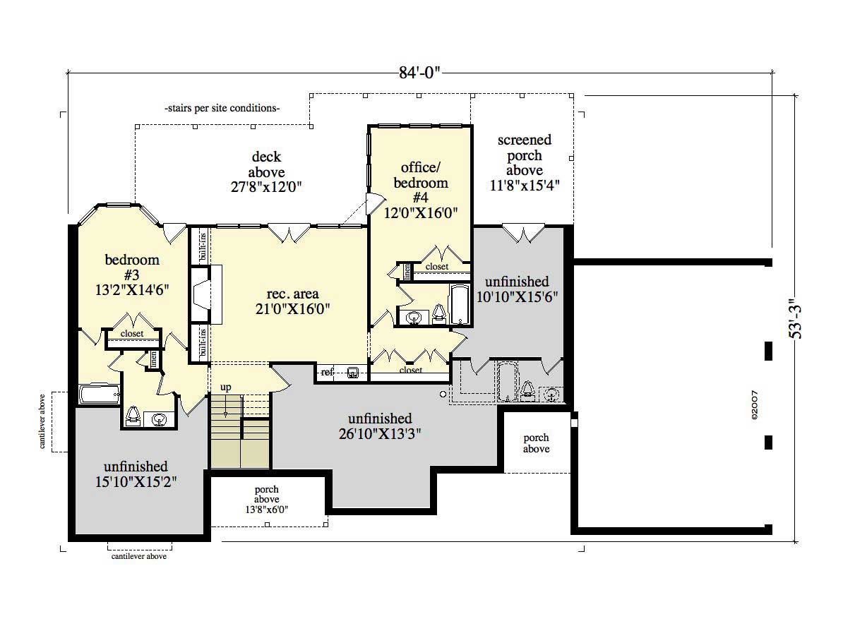 Floor Plan Basement of Vacation Homes Plan #163-1011