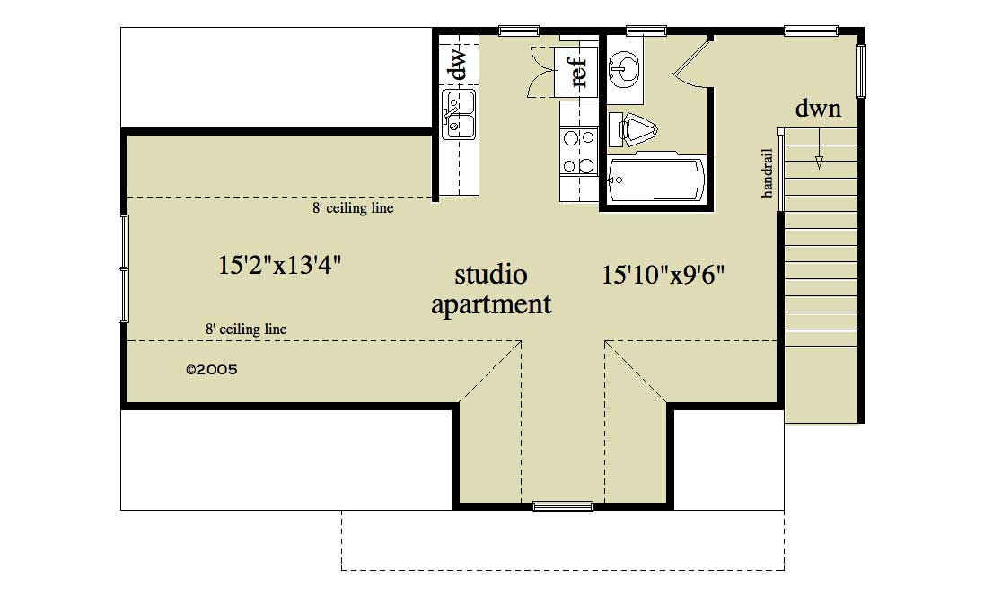 Floor Plan Second Story of Garage w/Apartments Plan #163-1012