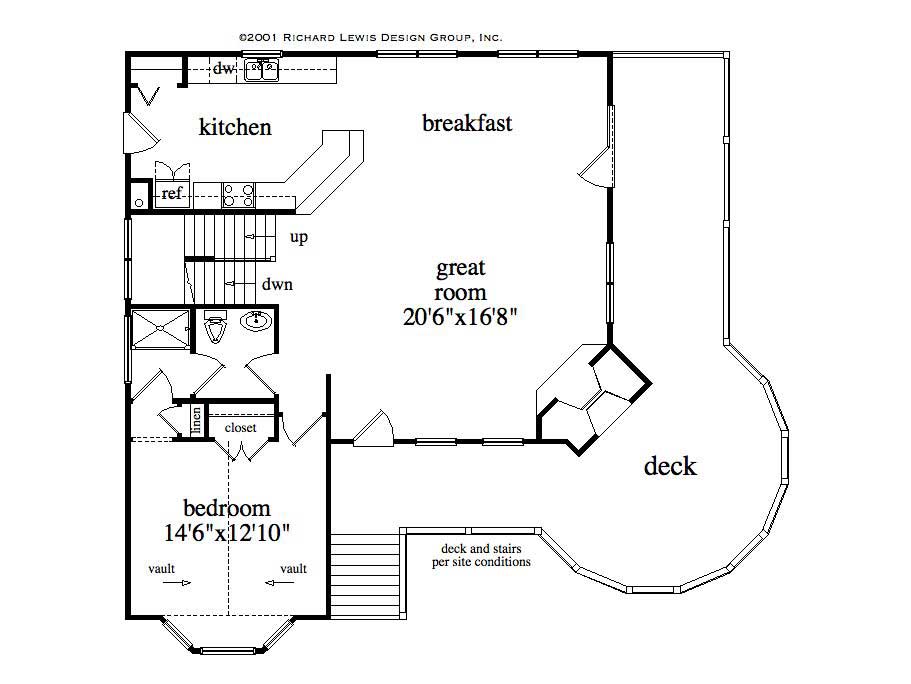 Floor Plan First Story of Country Plan #163-1013