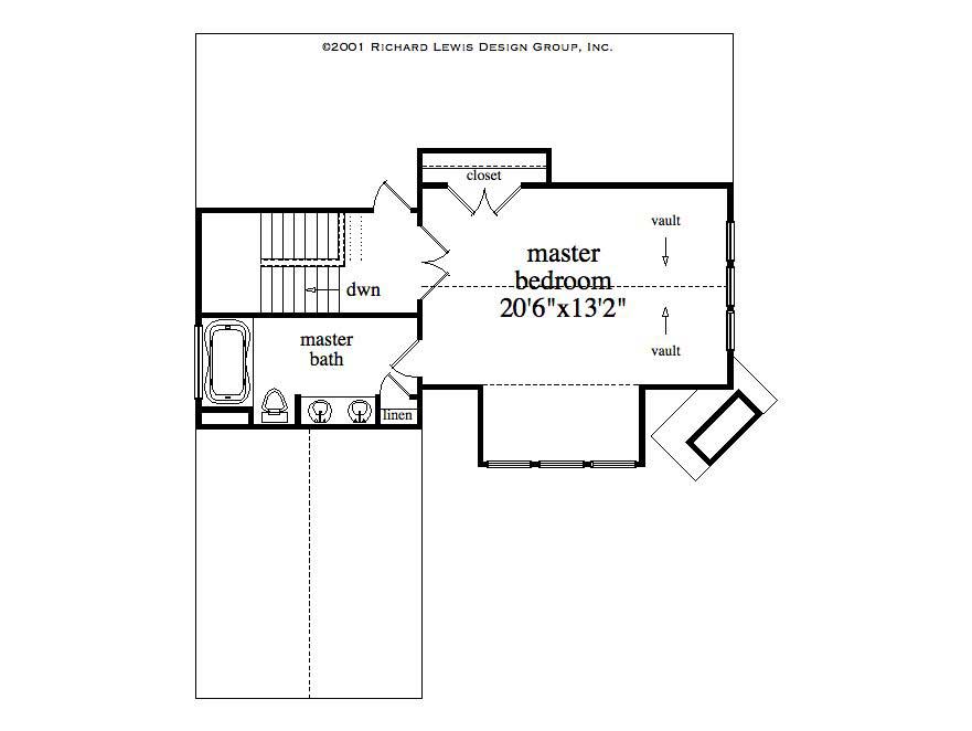 Floor Plan Second Story of Country Plan #163-1013