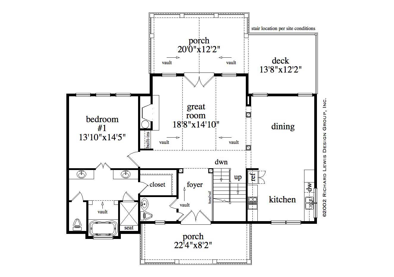 Floor Plan First Story of Craftsman Plan #163-1015