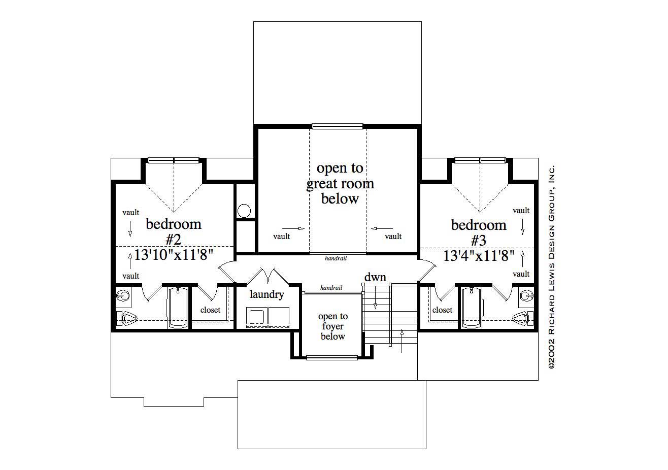 Floor Plan Second Story of Craftsman Plan #163-1015