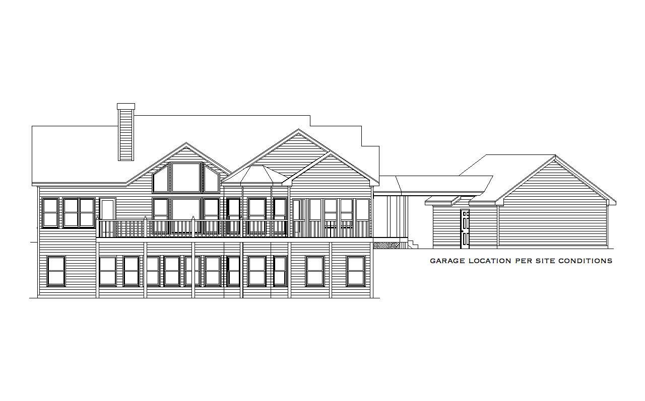Home Plan Rear Elevation of this 4-Bedroom,2909 Sq Ft Plan -163-1016
