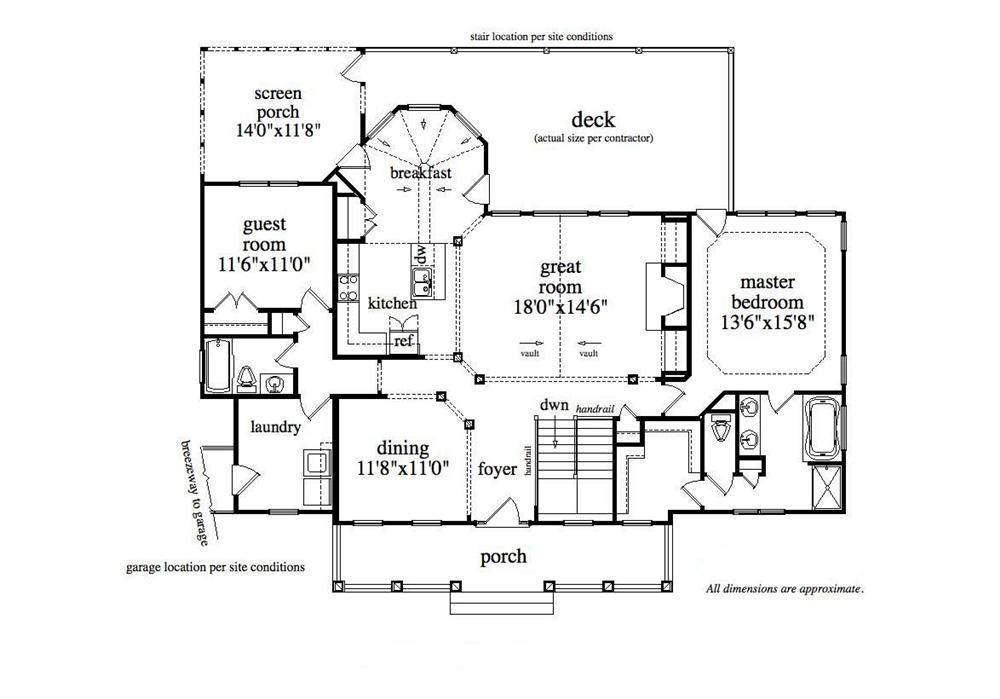 Floor Plan First Story of Country Plan #163-1016