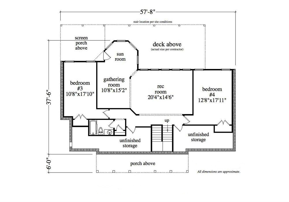 Floor Plan Basement of Country Plan #163-1016