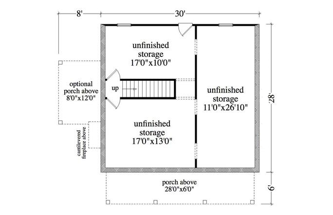 Floor Plan Basement of Log Cabin Plan #163-1017