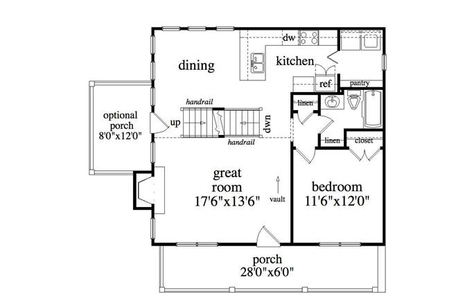 Floor Plan First Story of Log Cabin Plan #163-1017