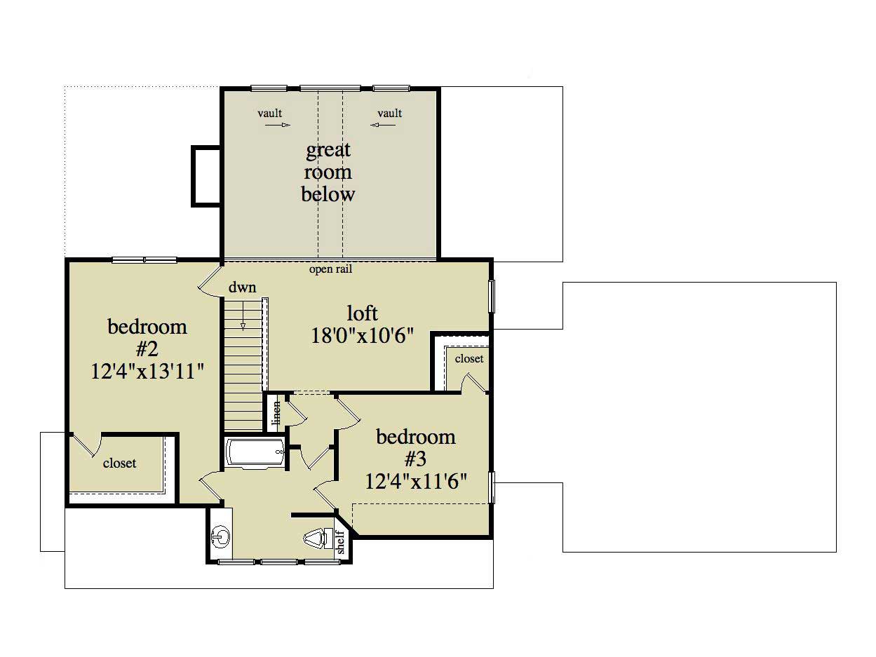 Floor Plan Second Story of Country Plan #163-1018