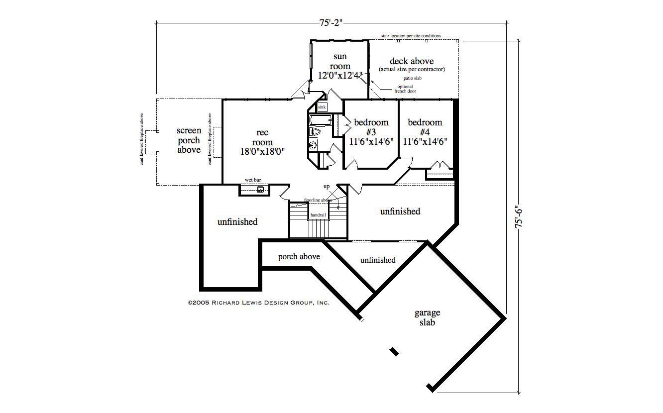 Floor Plan Basement of Country Plan #163-1021