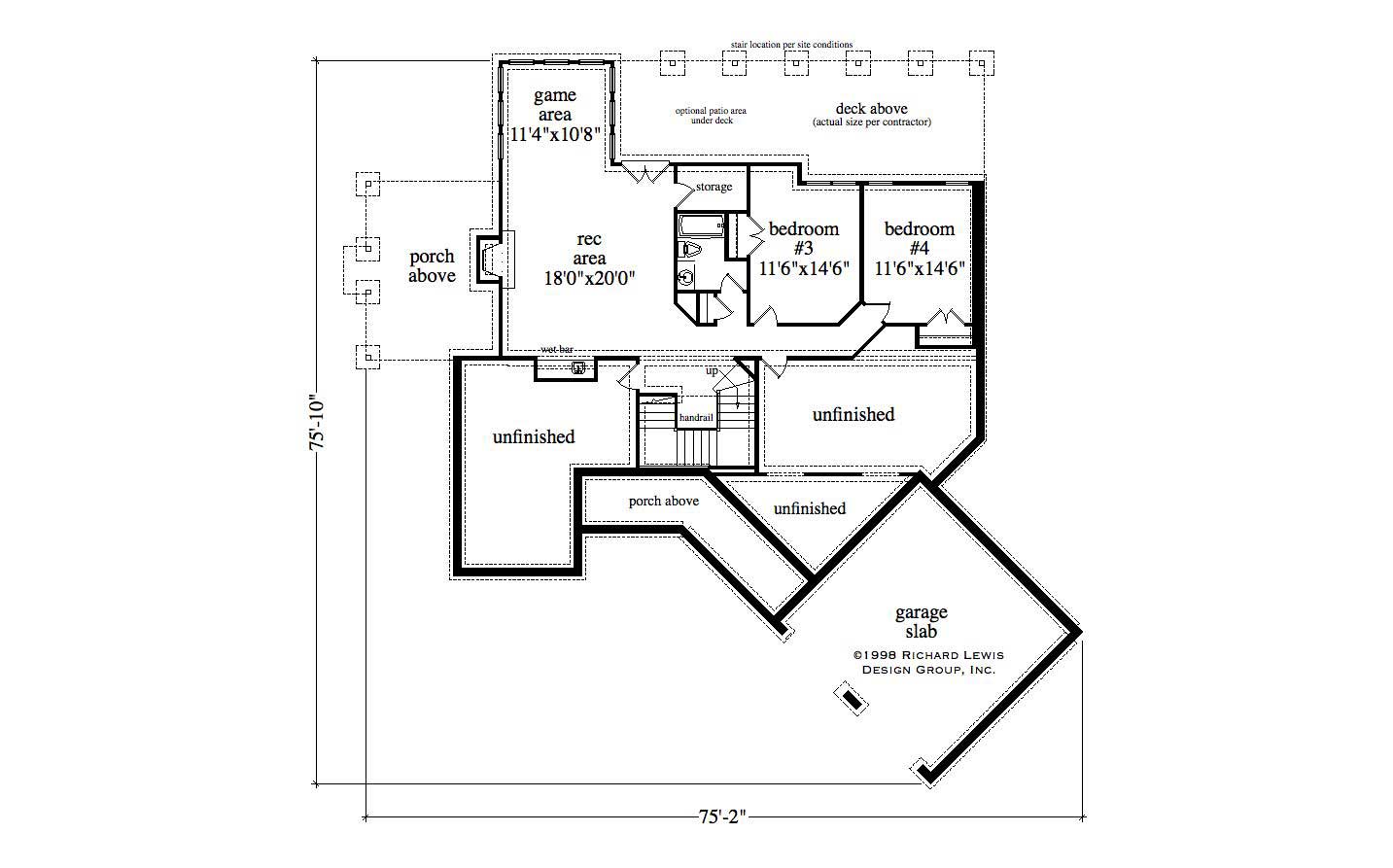 Floor Plan Basement of Country Plan #163-1022