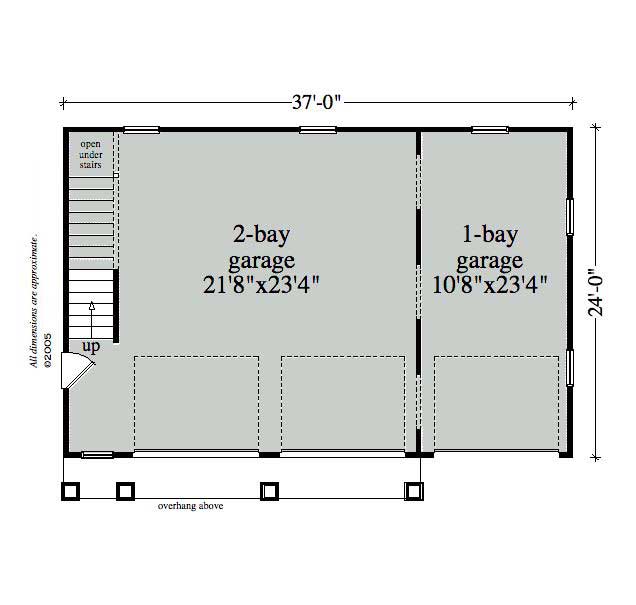 Floor Plan First Story of Garage w/Apartments Plan #163-1023
