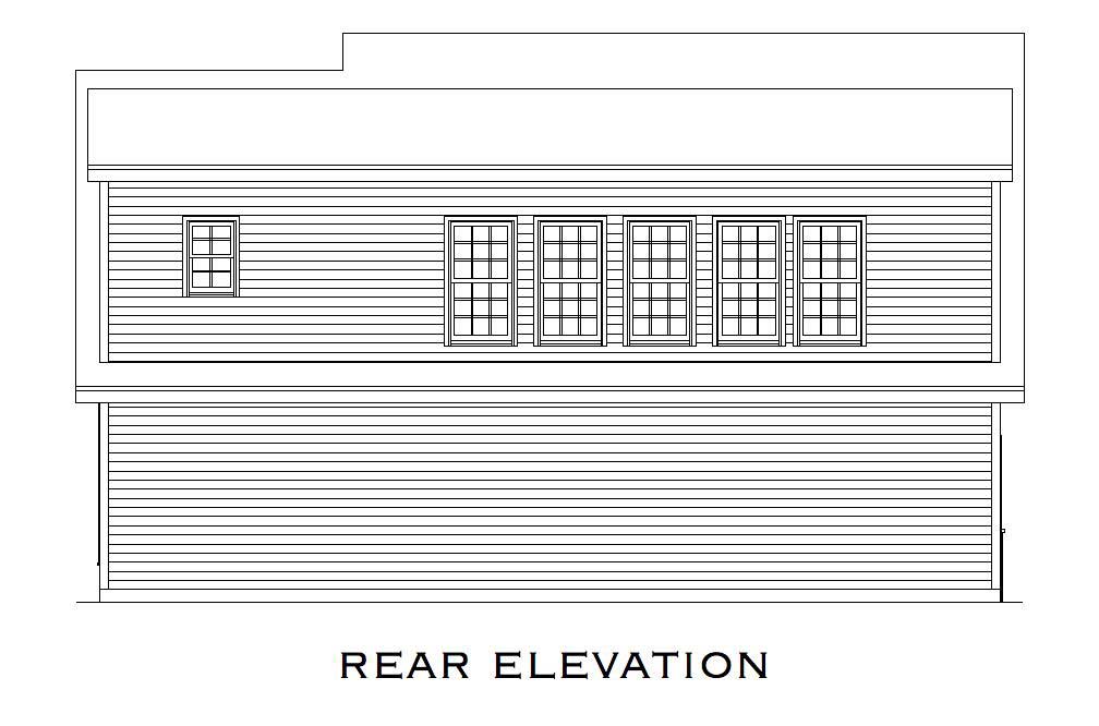 Home Plan Rear Elevation of this 1-Bedroom,699 Sq Ft Plan -163-1023