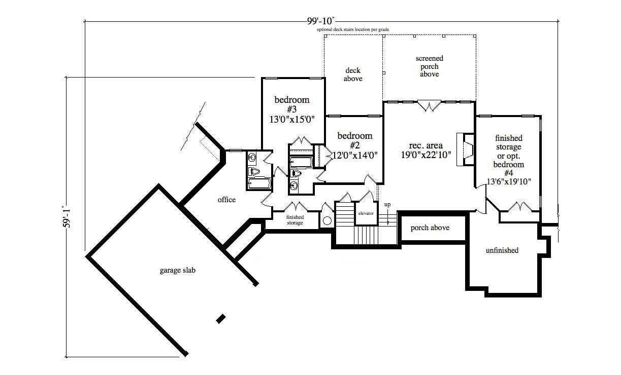 Floor Plan Basement of Craftsman Plan #163-1024