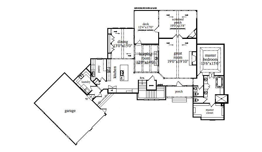 Floor Plan First Story of Craftsman Plan #163-1024