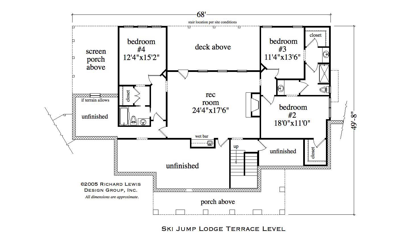 Floor Plan Basement of Country Plan #163-1026
