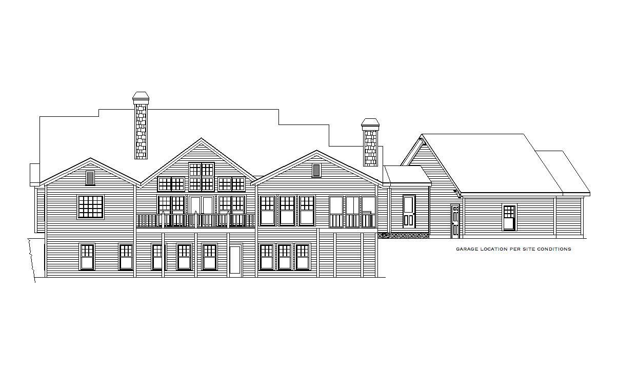 Home Plan Rear Elevation of this 4-Bedroom,4002 Sq Ft Plan -163-1026