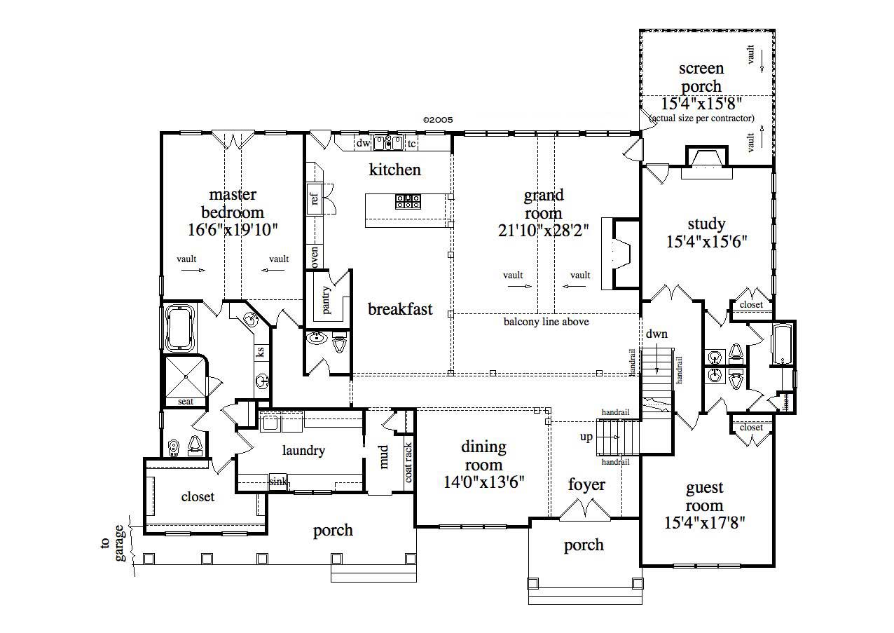 Floor Plan First Story of Craftsman Plan #163-1027