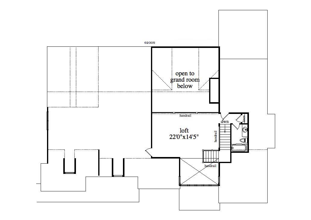 Floor Plan Second Story of Craftsman Plan #163-1027