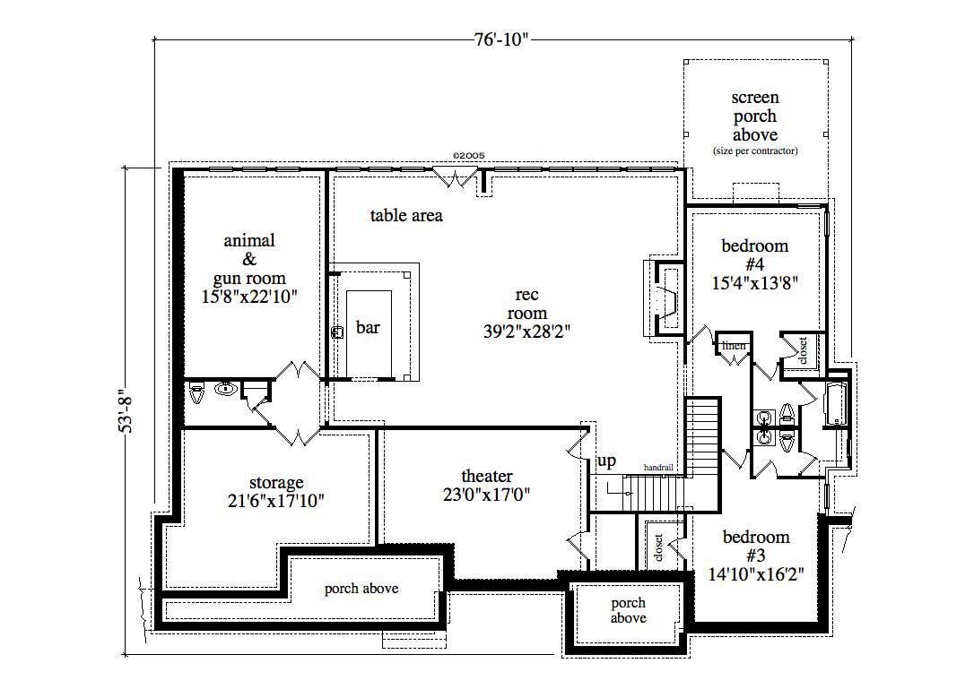 Floor Plan Basement of Craftsman Plan #163-1027