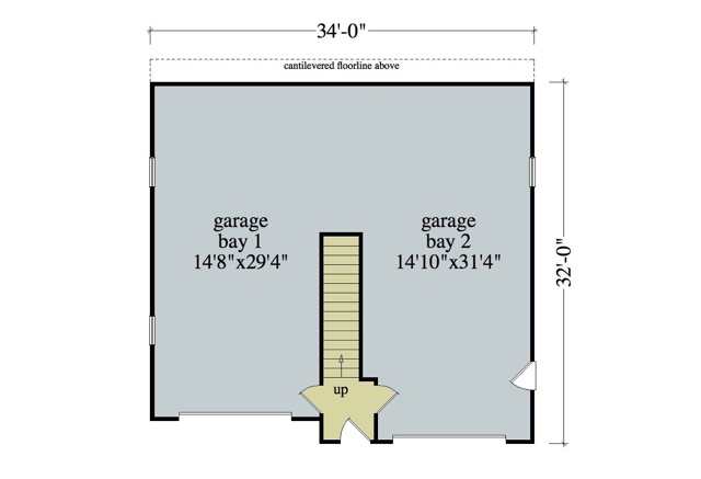 Floor Plan Garage of Craftsman Plan #163-1027