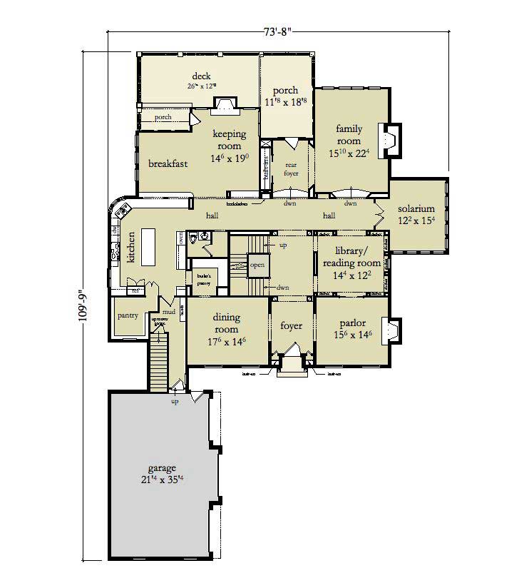 Floor Plan First Story of European Plan #163-1028