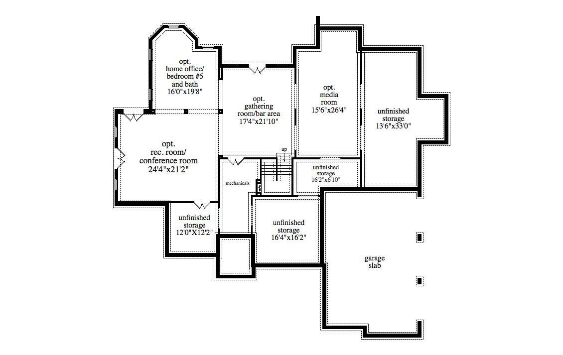Floor Plan Basement of Ranch Plan #163-1030