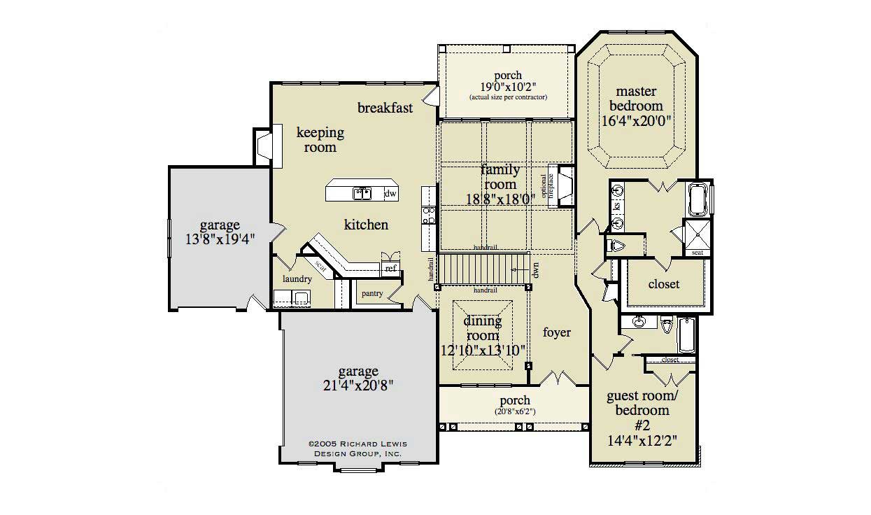 Floor Plan First Story of Country Plan #163-1031