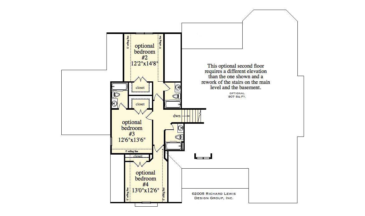 Floor Plan Second Story of Country Plan #163-1031