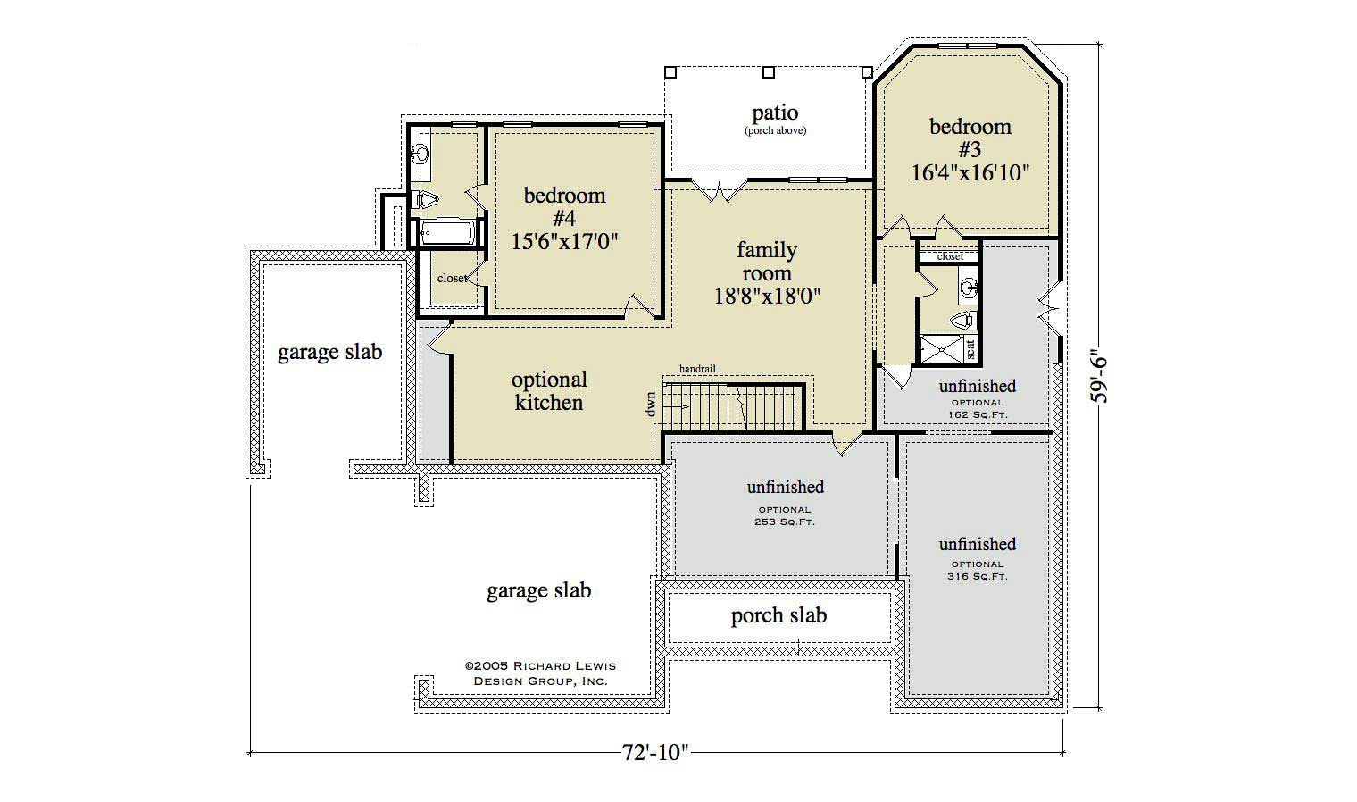 Floor Plan Basement of Country Plan #163-1031