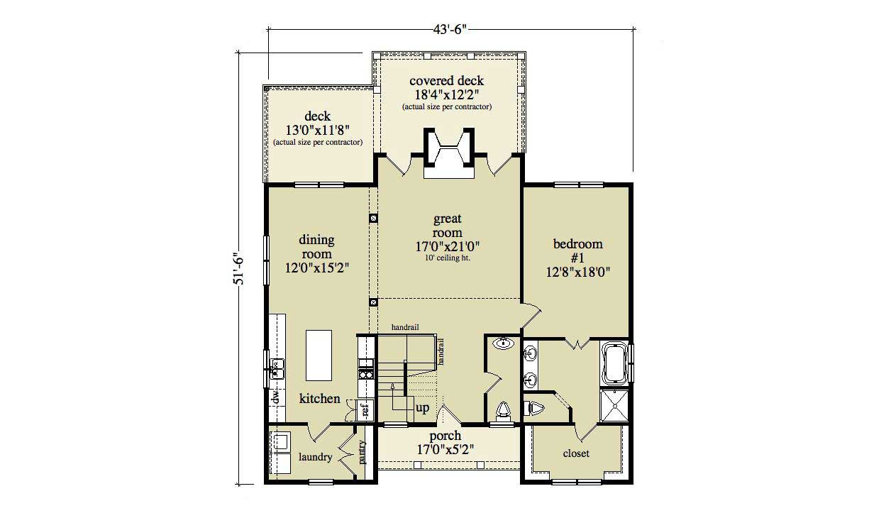 Floor Plan First Story of Country Plan #163-1032