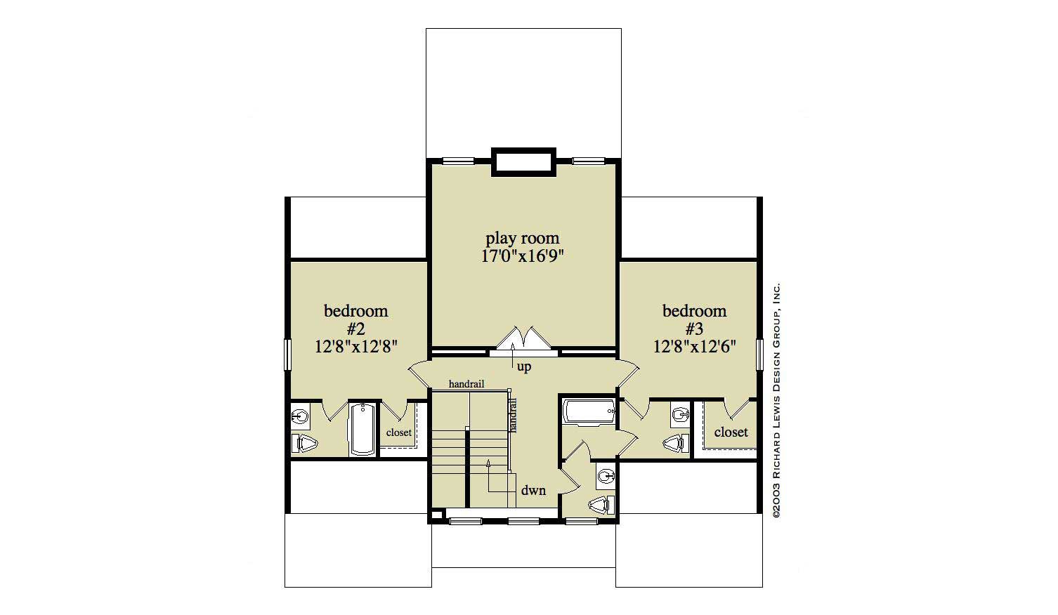 Floor Plan Second Story of Country Plan #163-1032