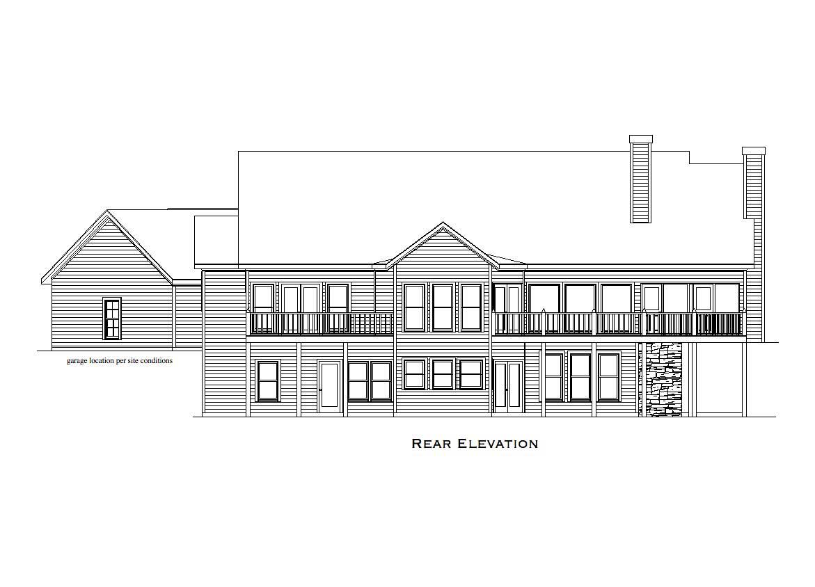 Home Plan Rear Elevation of this 4-Bedroom,3504 Sq Ft Plan -163-1033