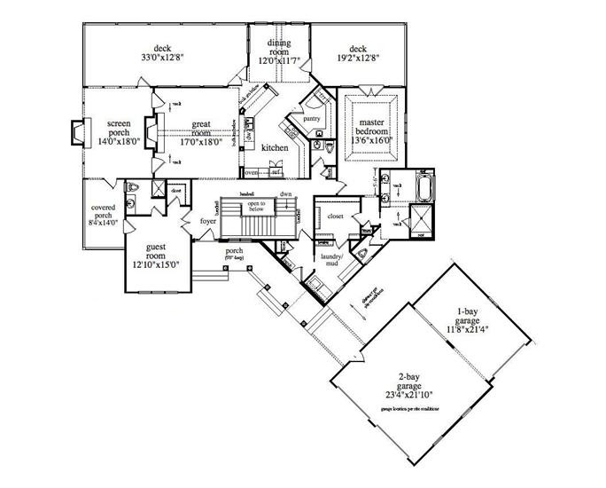 Floor Plan First Story of Country Plan #163-1033