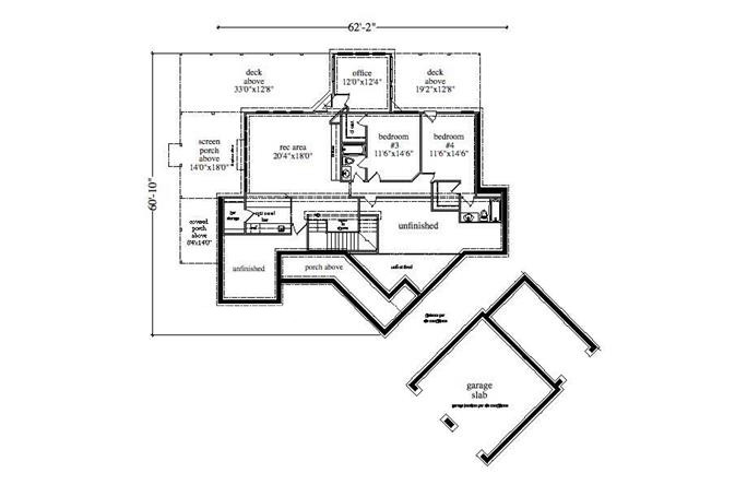 Floor Plan Basement of Country Plan #163-1033